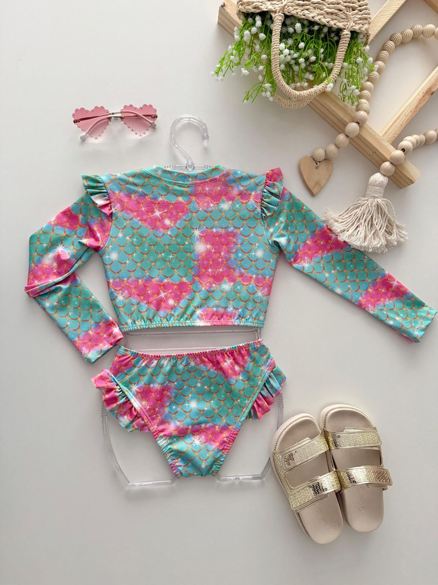 Biquíni Manga Longa Sereia Verde