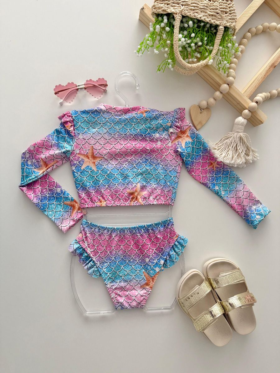 Biquíni Manga Longa Sereia