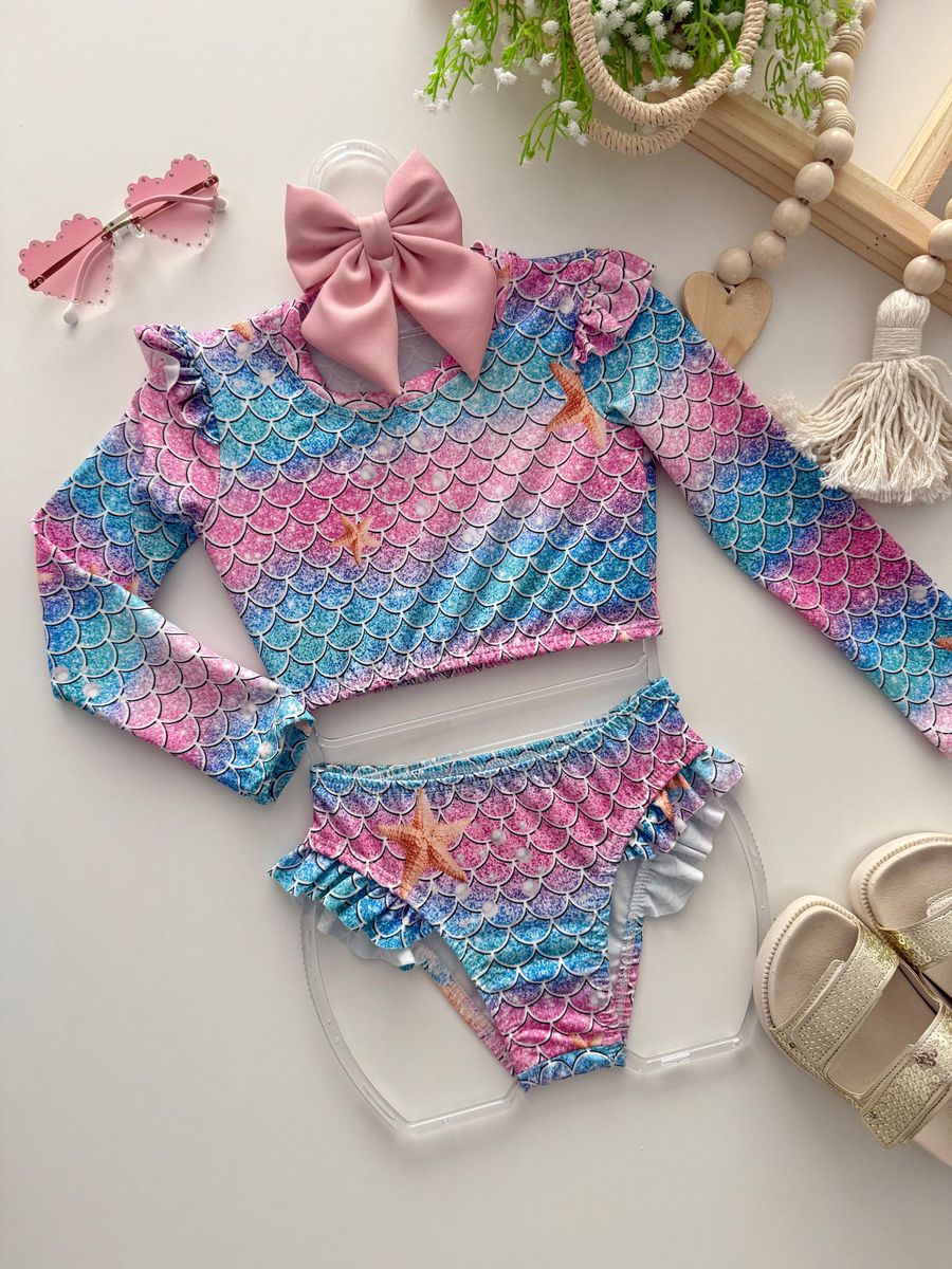 Biquíni Manga Longa Sereia