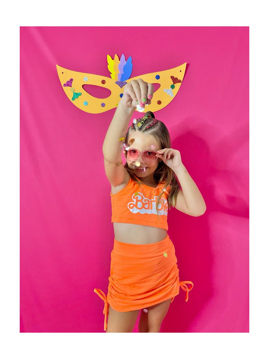 Biquíni Barbie Laranja Neon - Dondokinha Kids