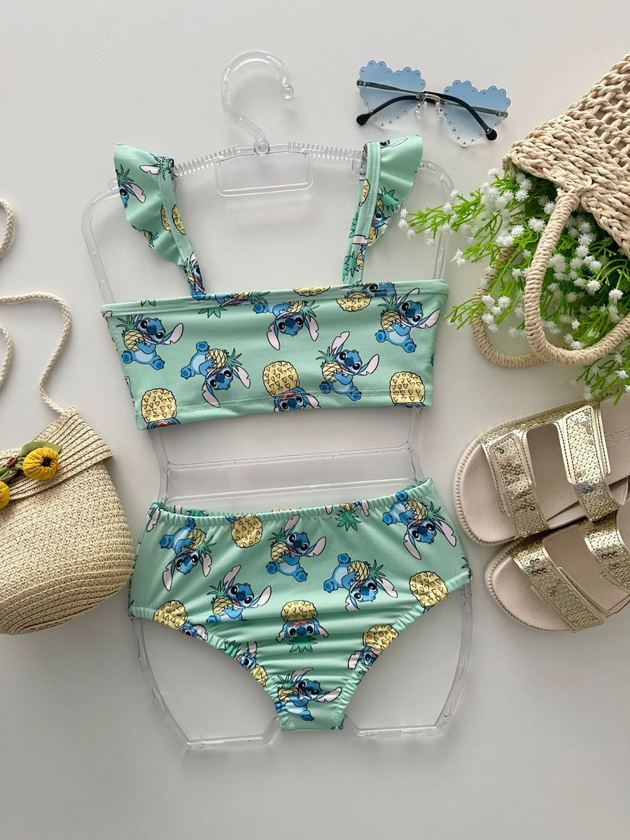 Biquini Com Saida Stitch Verde