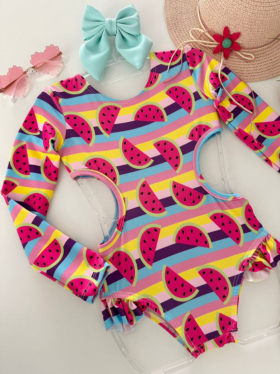 Maiô Manga Longa Melancia 