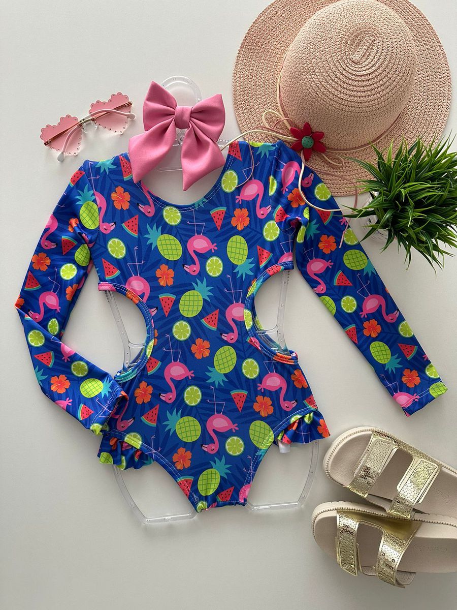 Maiô Manga Longa Tropical - Dondokinha Kids
