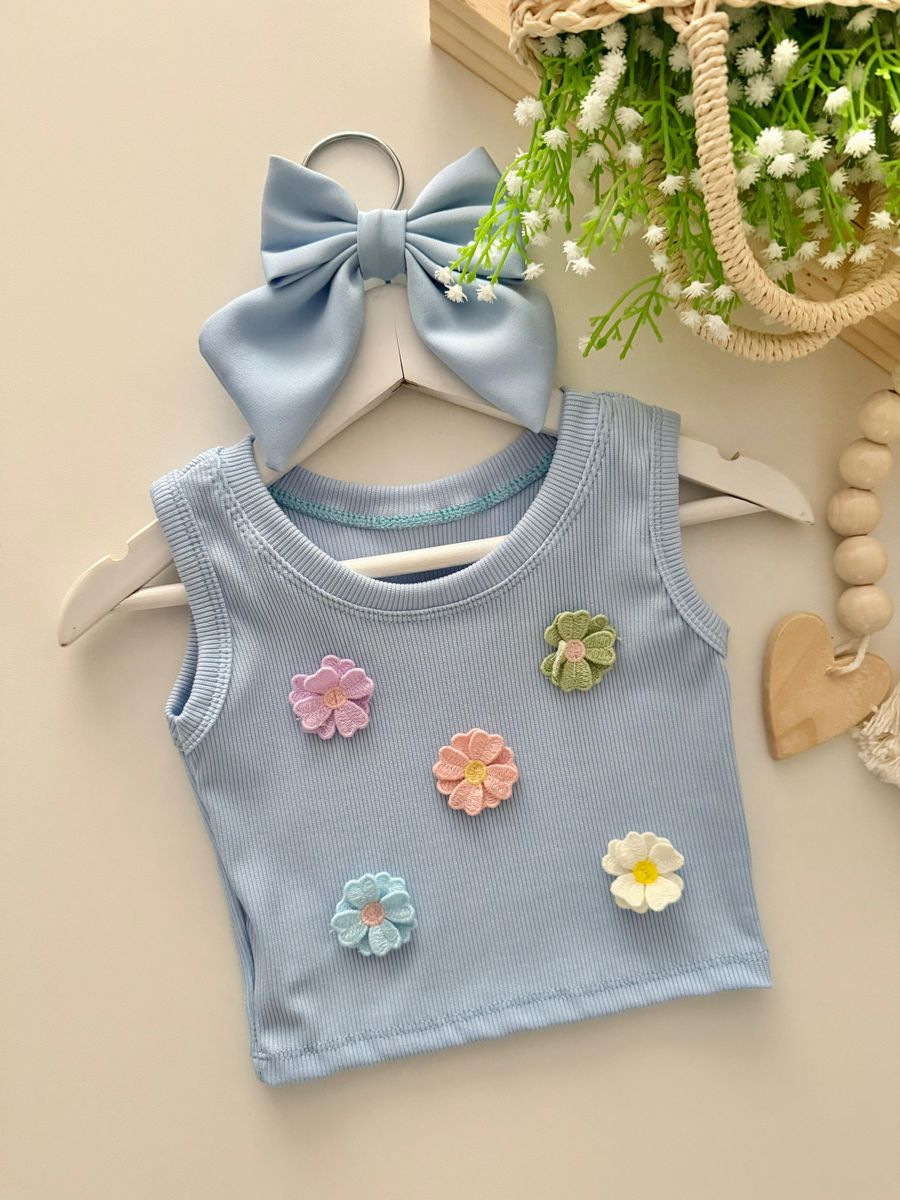 Regata Florzinha Azul