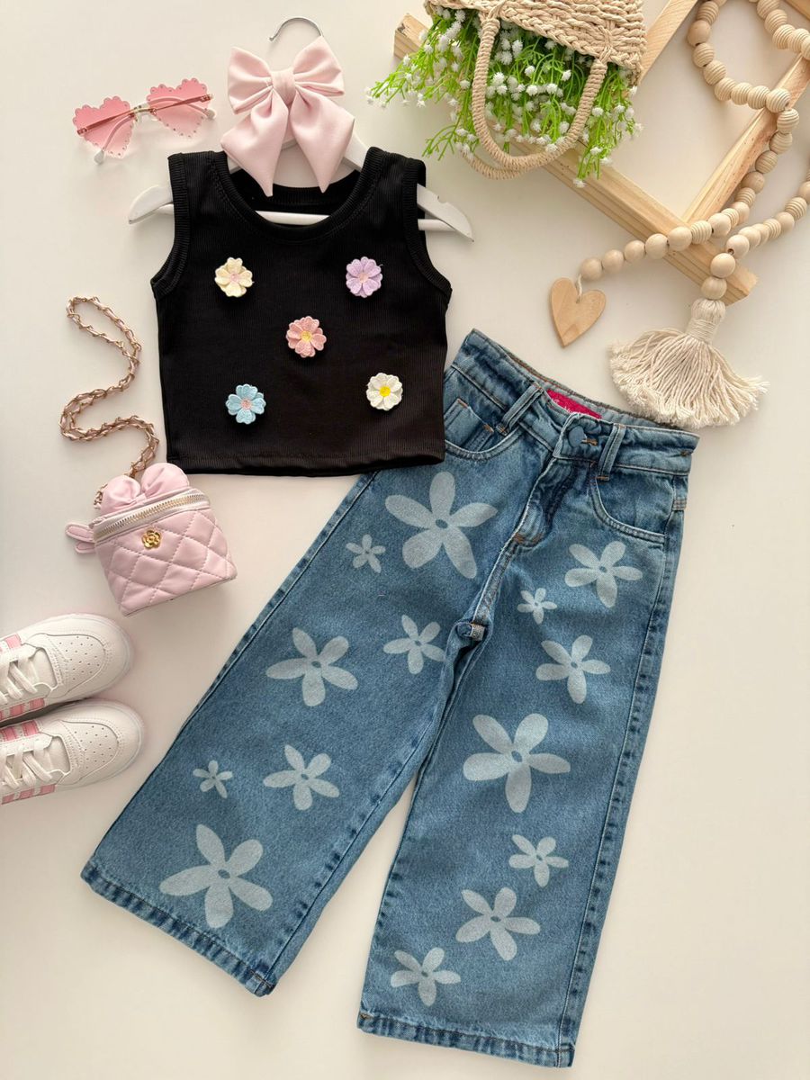 Regata Florzinha Preto