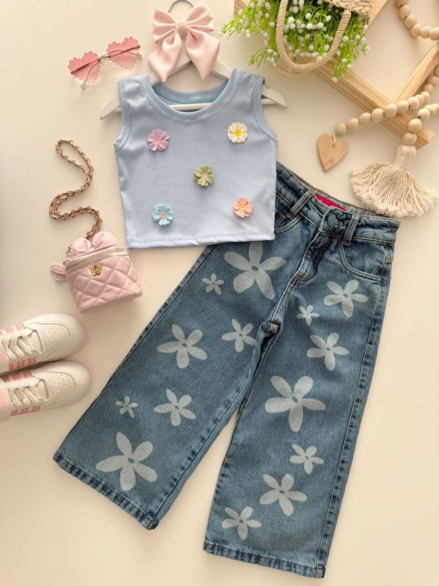 Regata Florzinha Azul