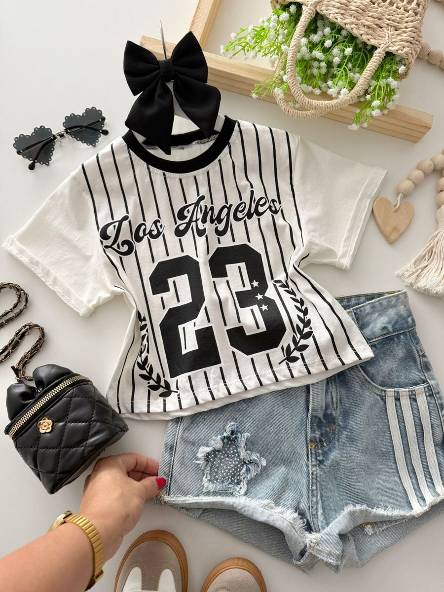 T-shirt Cropped Los Angeles Preto