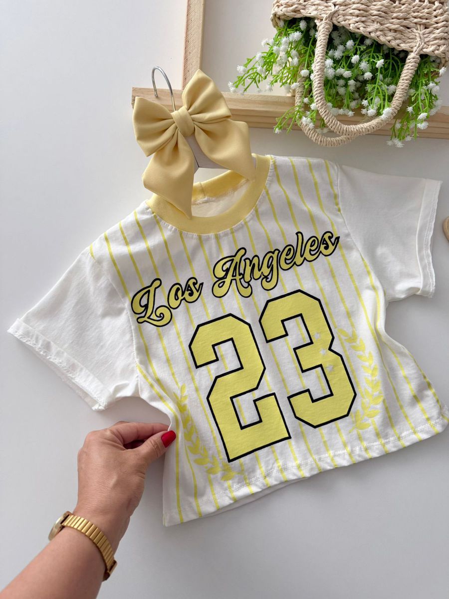 T-shirt Cropped Los Angeles Amarelo
