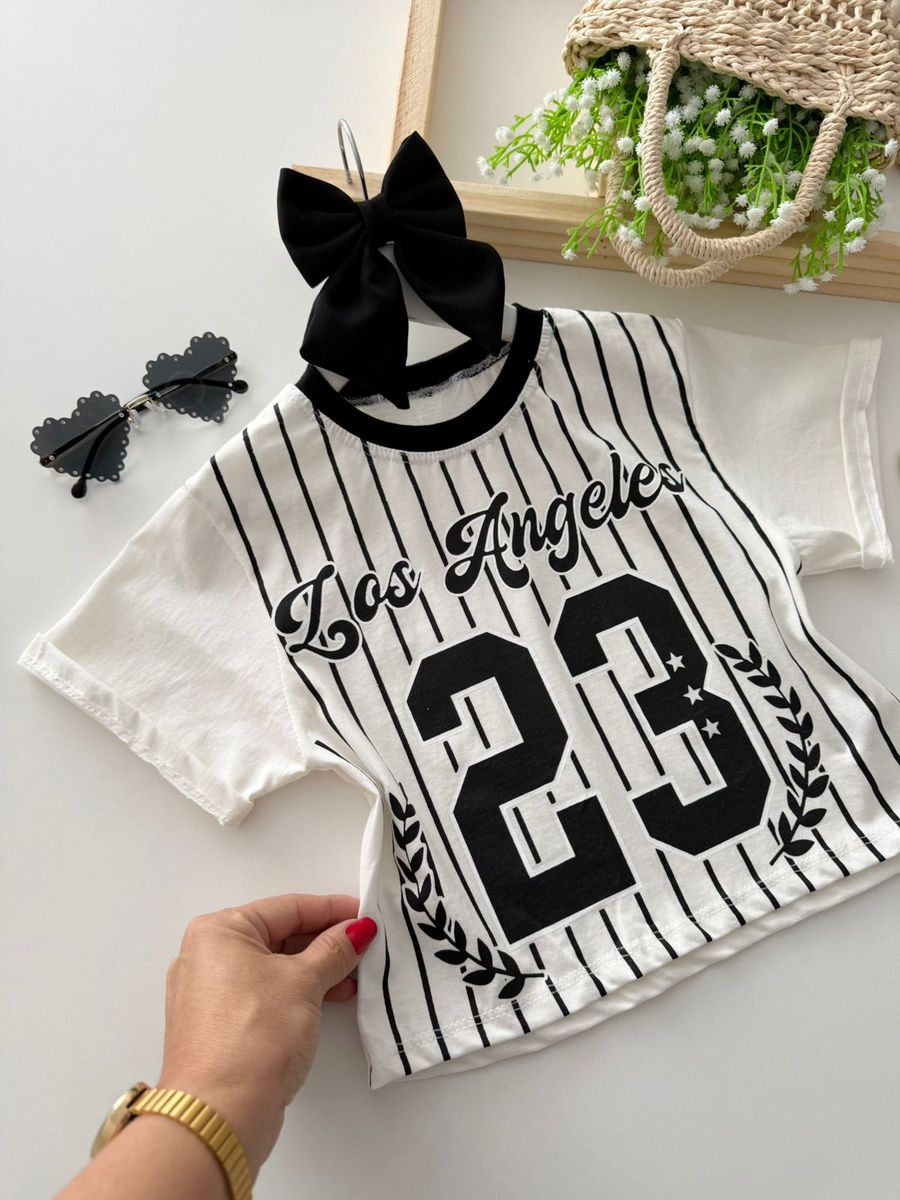 T-shirt Cropped Los Angeles Preto