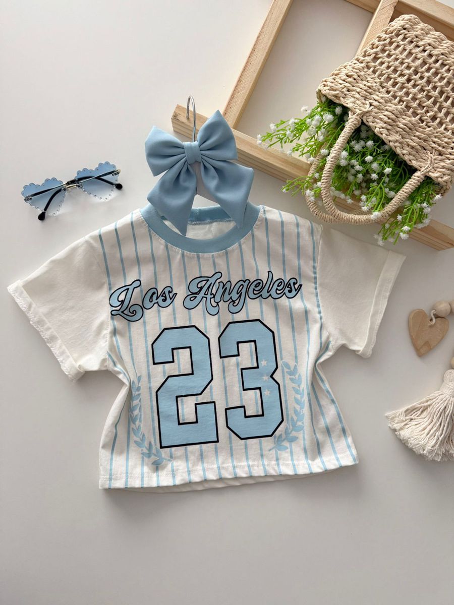 T-shirt Cropped Los Angeles Azul - Dondokinha Kids