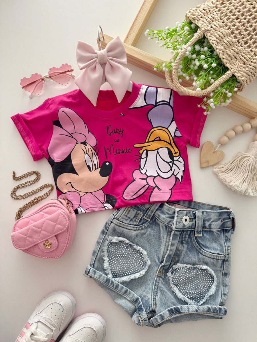 T-shirt Cropped Disney Pink