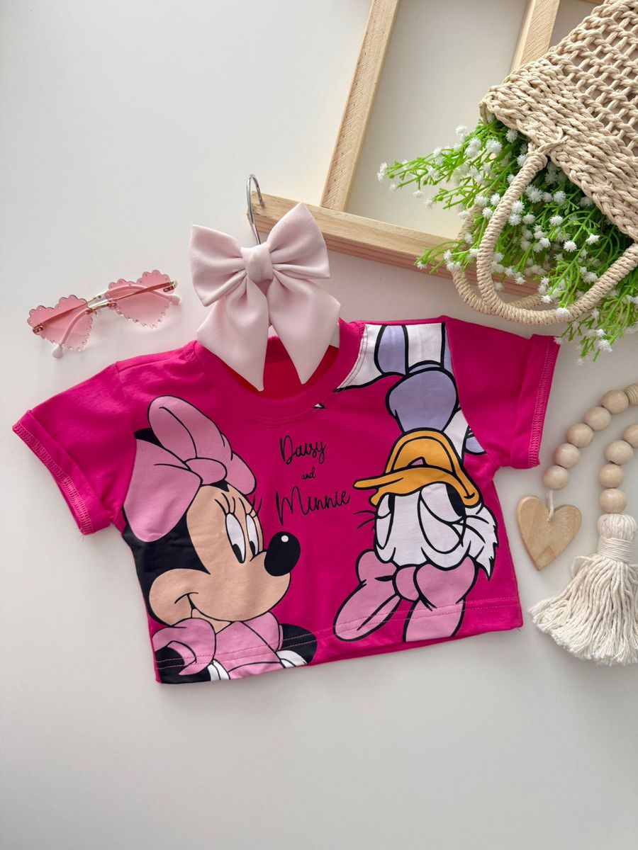 T-shirt Cropped Disney Pink - Dondokinha Kids