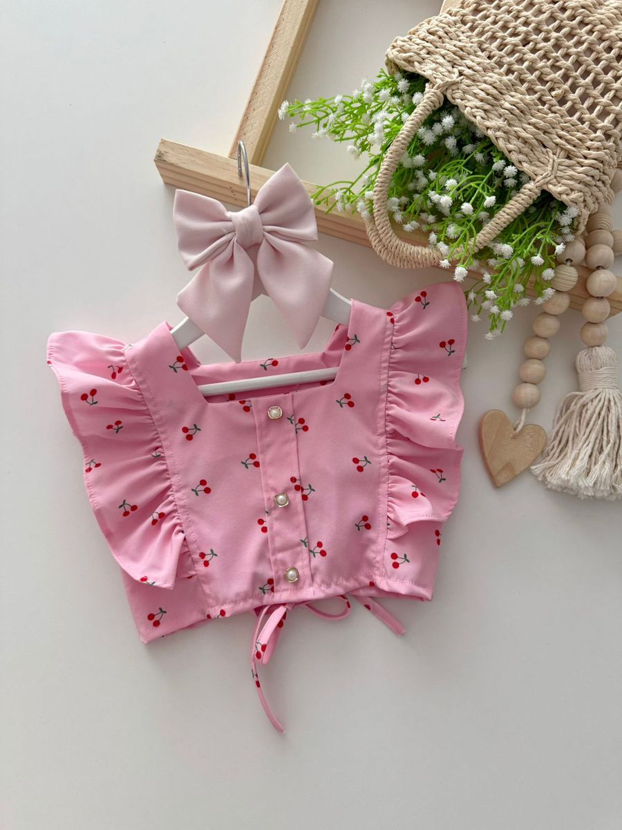 Cropped Cerejinha Rosa - Dondokinha Kids
