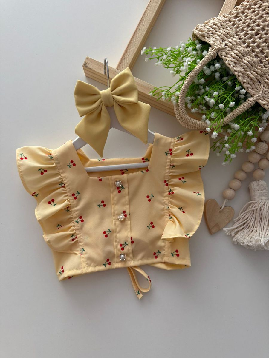 Cropped Cerejinha Amarelo - Dondokinha Kids