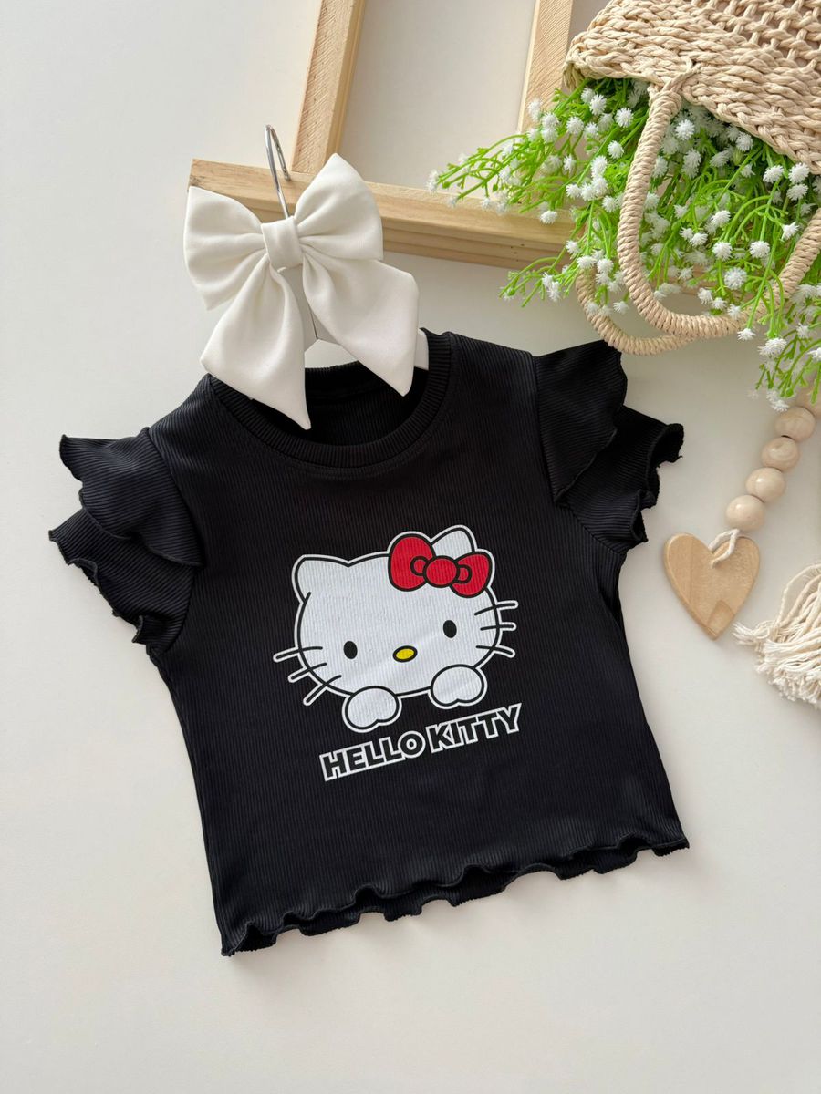 Blusa Hello Kitty Preta - Dondokinha Kids