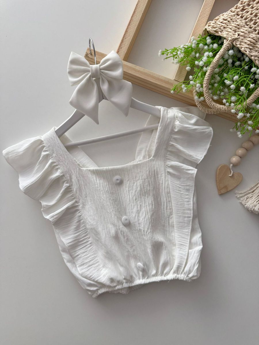 Blusa Babado Juvenil Off White - Dondokinha Kids