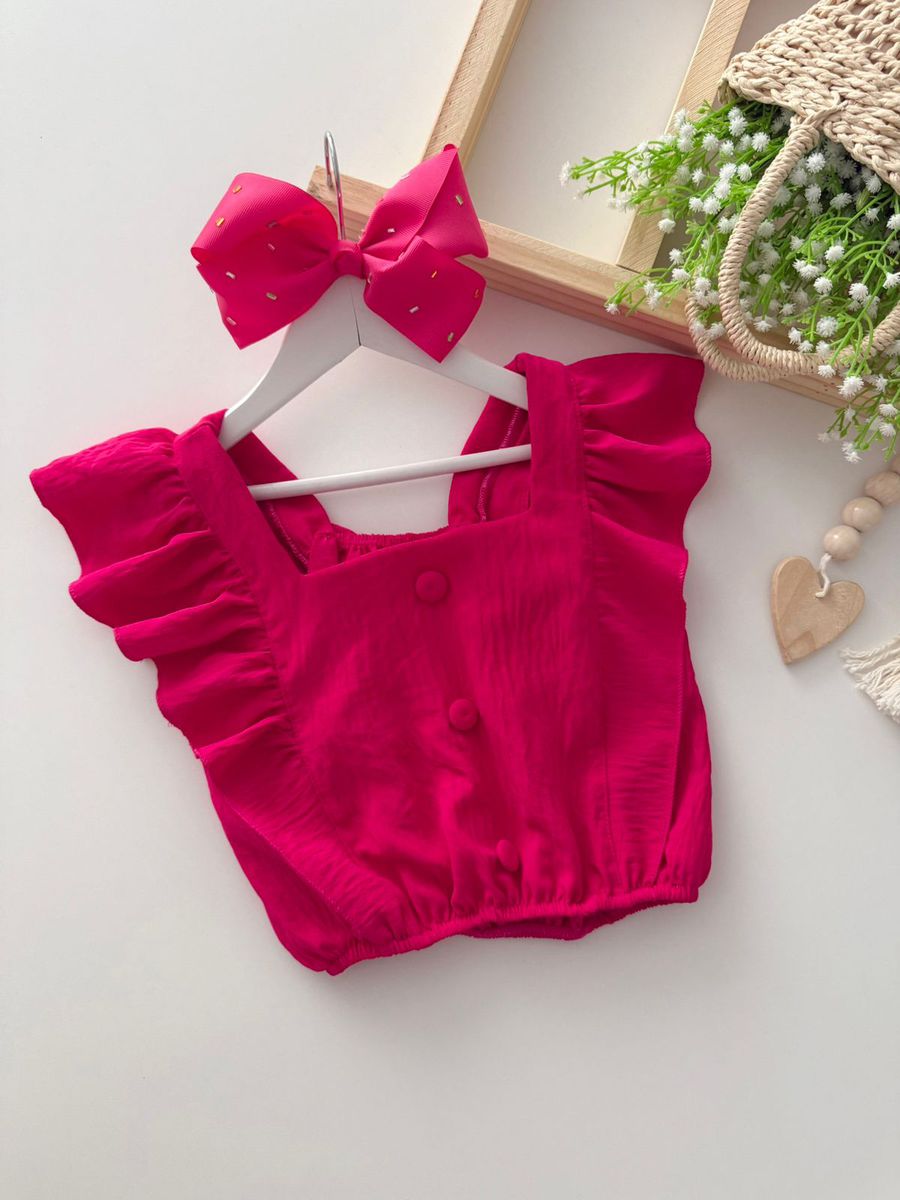 Blusa Babado Juvenil Pink - Dondokinha Kids