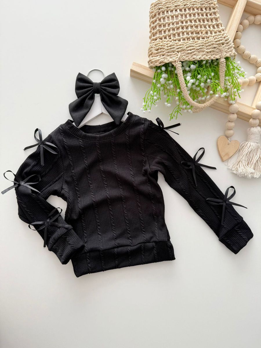 Blusa Ana Laura Preta - Dondokinha Kids