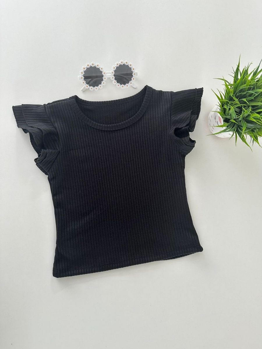 Blusa Canelada Preta - Dondokinha Kids