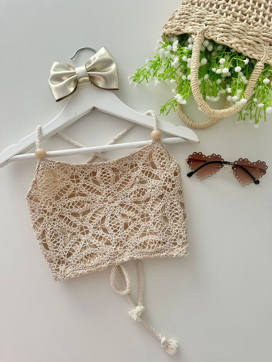 Cropped Flor Crochê - Dondokinha Kids