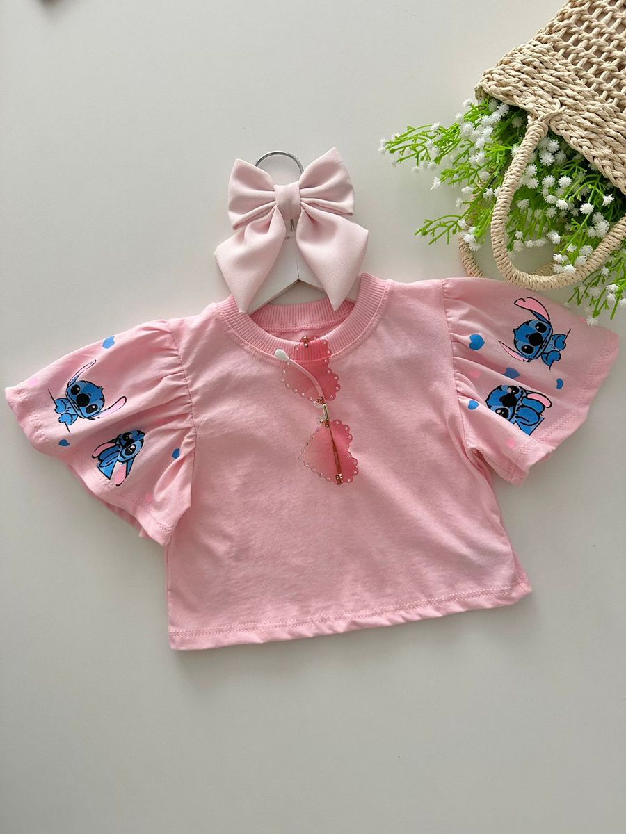 Blusa Dani Stitch Rosa - Dondokinha Kids