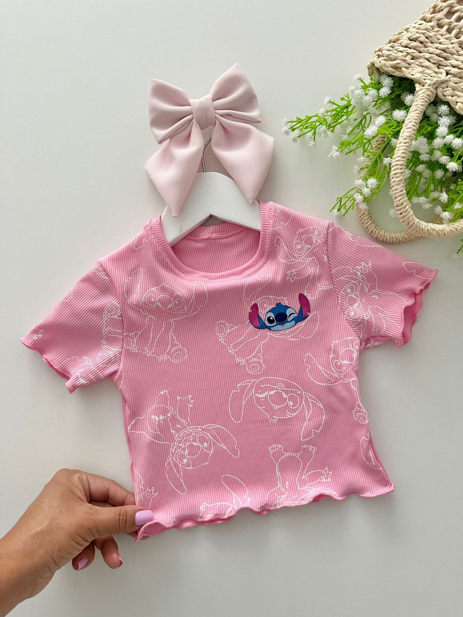 Blusa Stitch Rosa - Dondokinha Kids