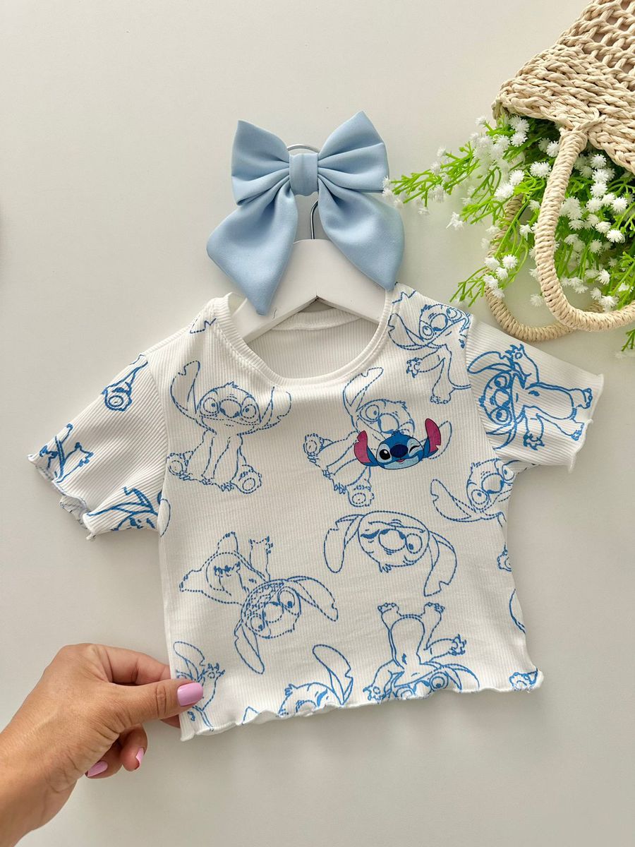 Blusa Stitch Branco - Dondokinha Kids