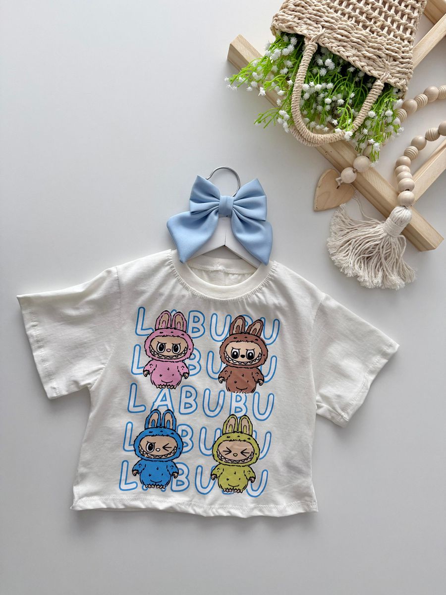 T-shirt Cropped Labubu Off White - Dondokinha Kids