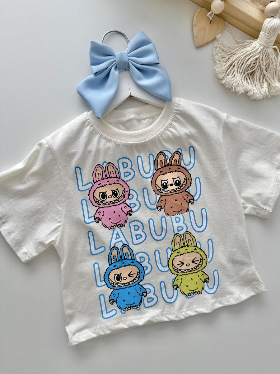 T-shirt Cropped Labubu Off White