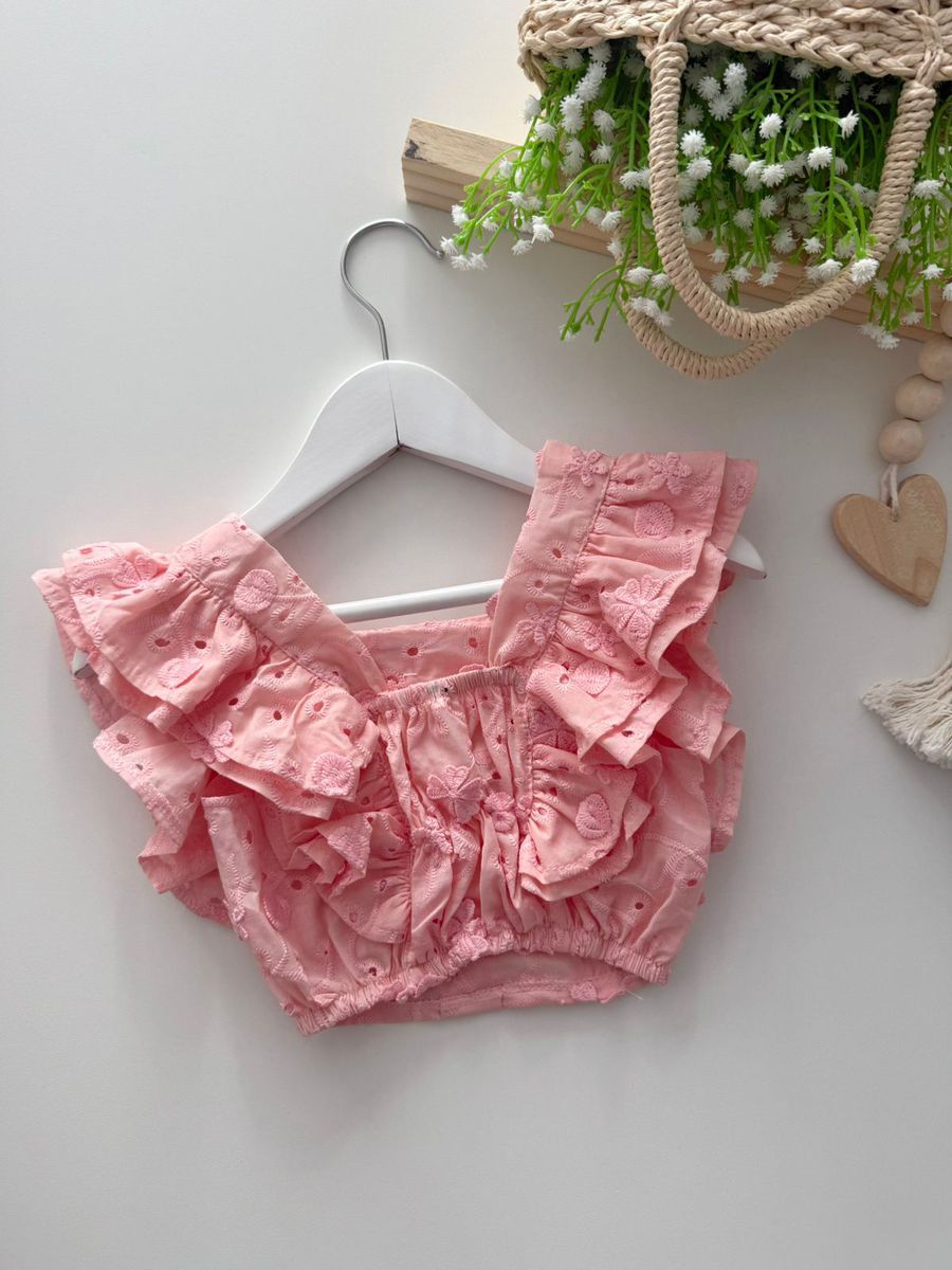 Cropped Lia Rosa Bebê