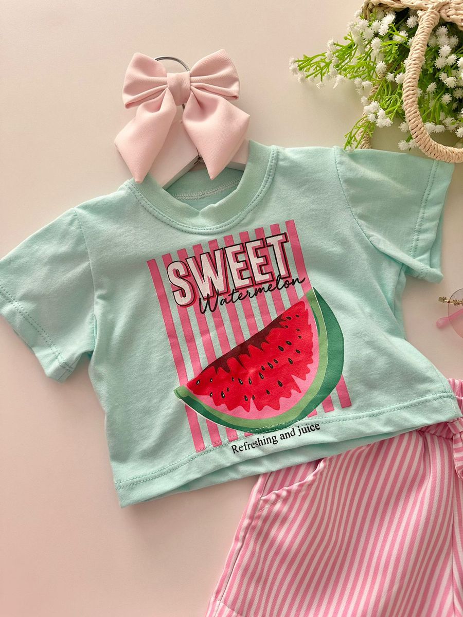 T-shirt Cropped Melancia Verde