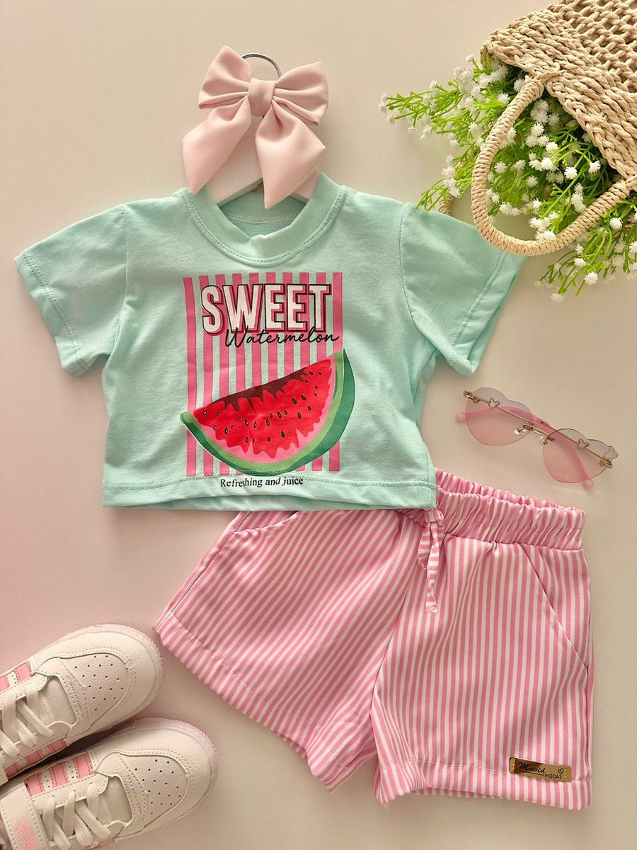 T-shirt Cropped Melancia Verde