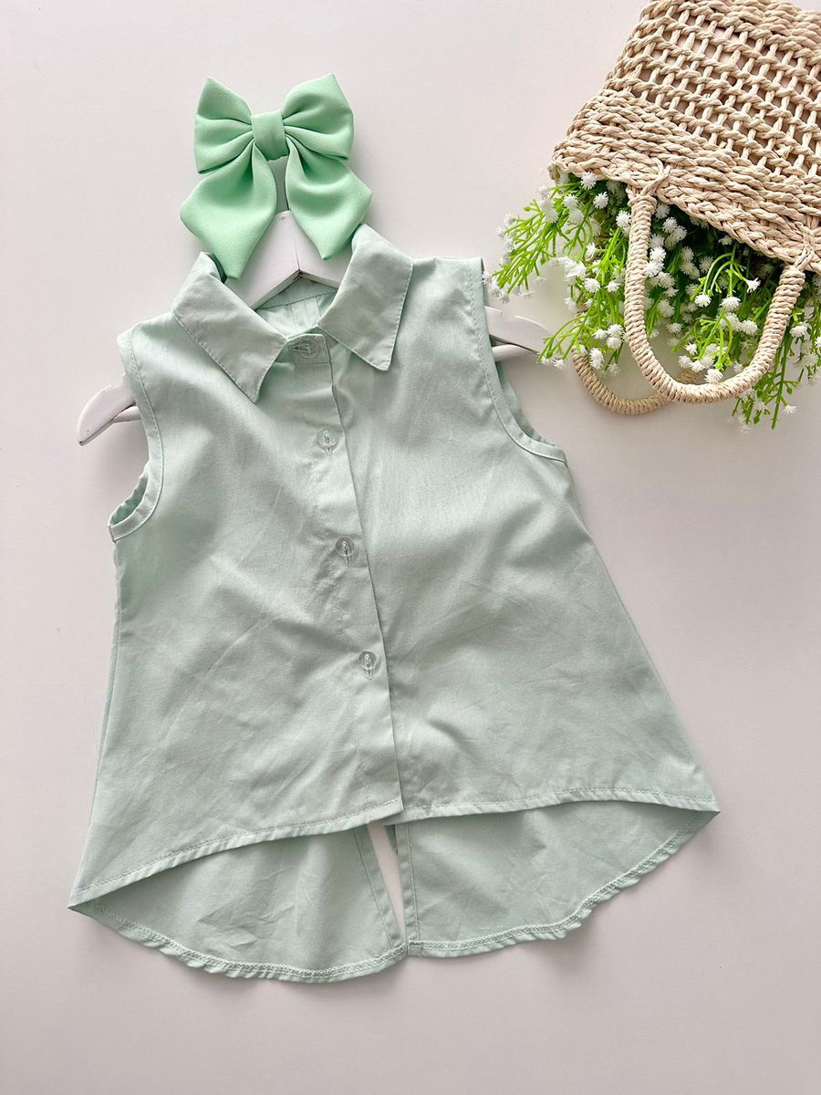 Camisa Yasmin Verde Menta - Dondokinha Kids