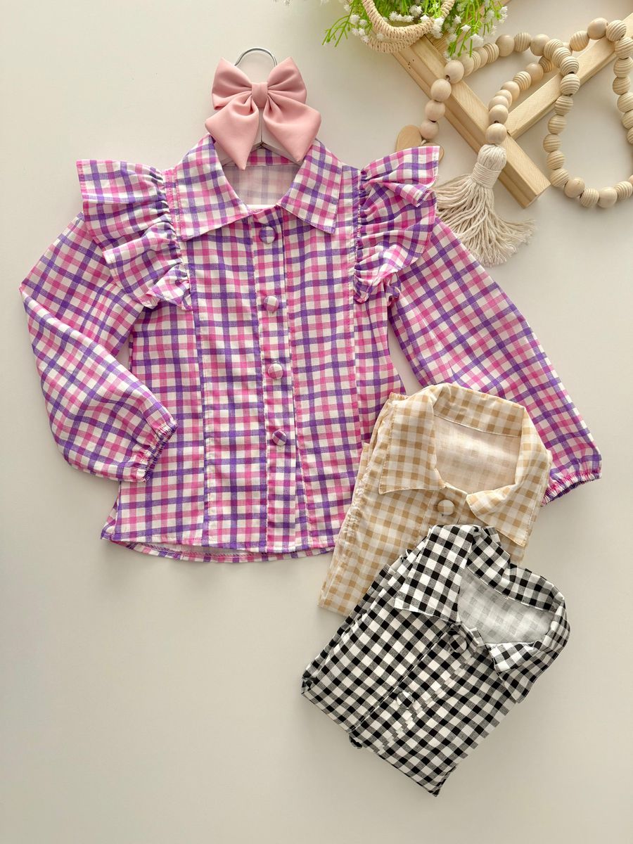 Camisa Xadrez Aline Rosa 