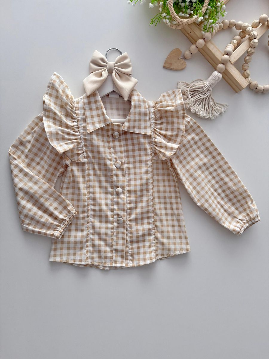 Camisa Xadrez Aline Nude - Dondokinha Kids