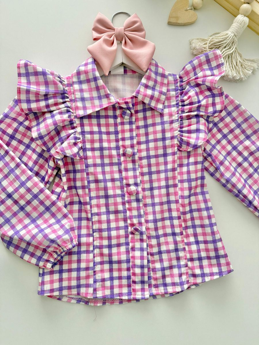 Camisa Xadrez Aline Rosa 