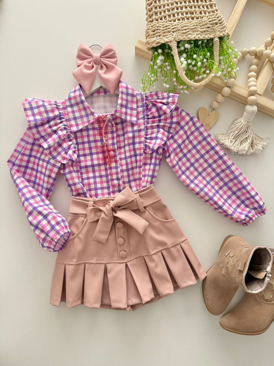 Camisa Xadrez Aline Rosa 
