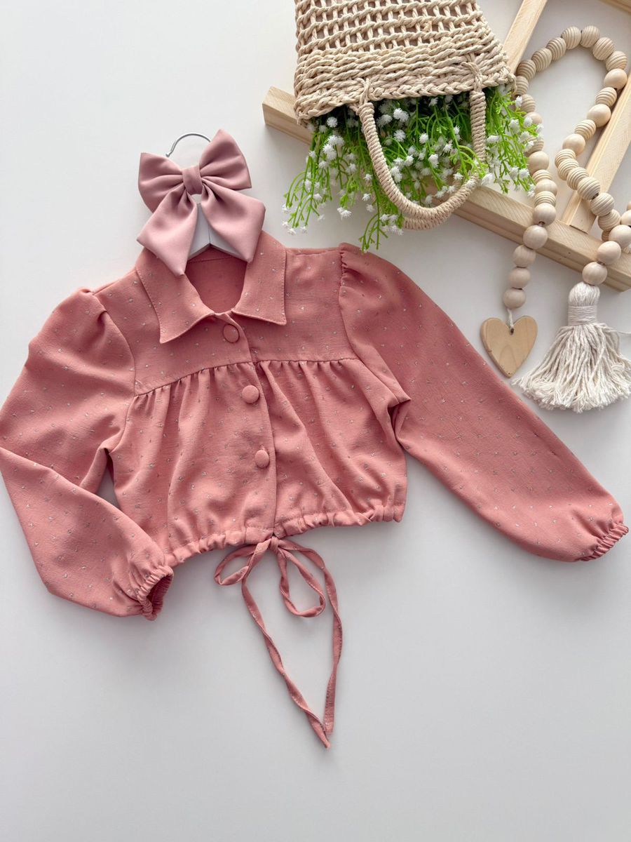 Camisa Cropped Beatriz Rose - Dondokinha Kids