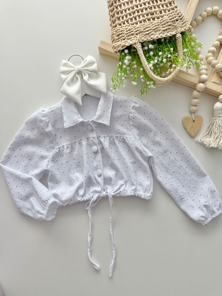 Camisa Cropped Beatriz Branca - Dondokinha Kids