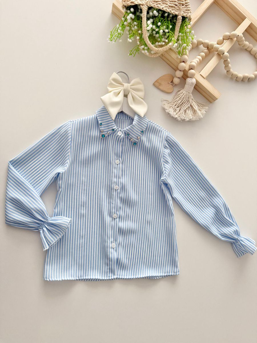Camisa Cristal Listra Azul - Dondokinha Kids