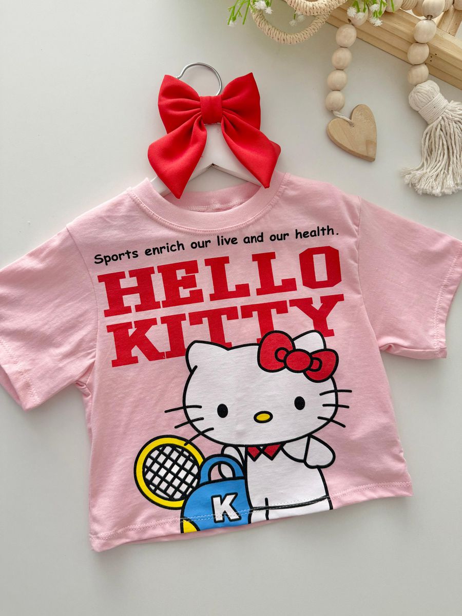 T-shirt Cropped Hello Kitty Rosa
