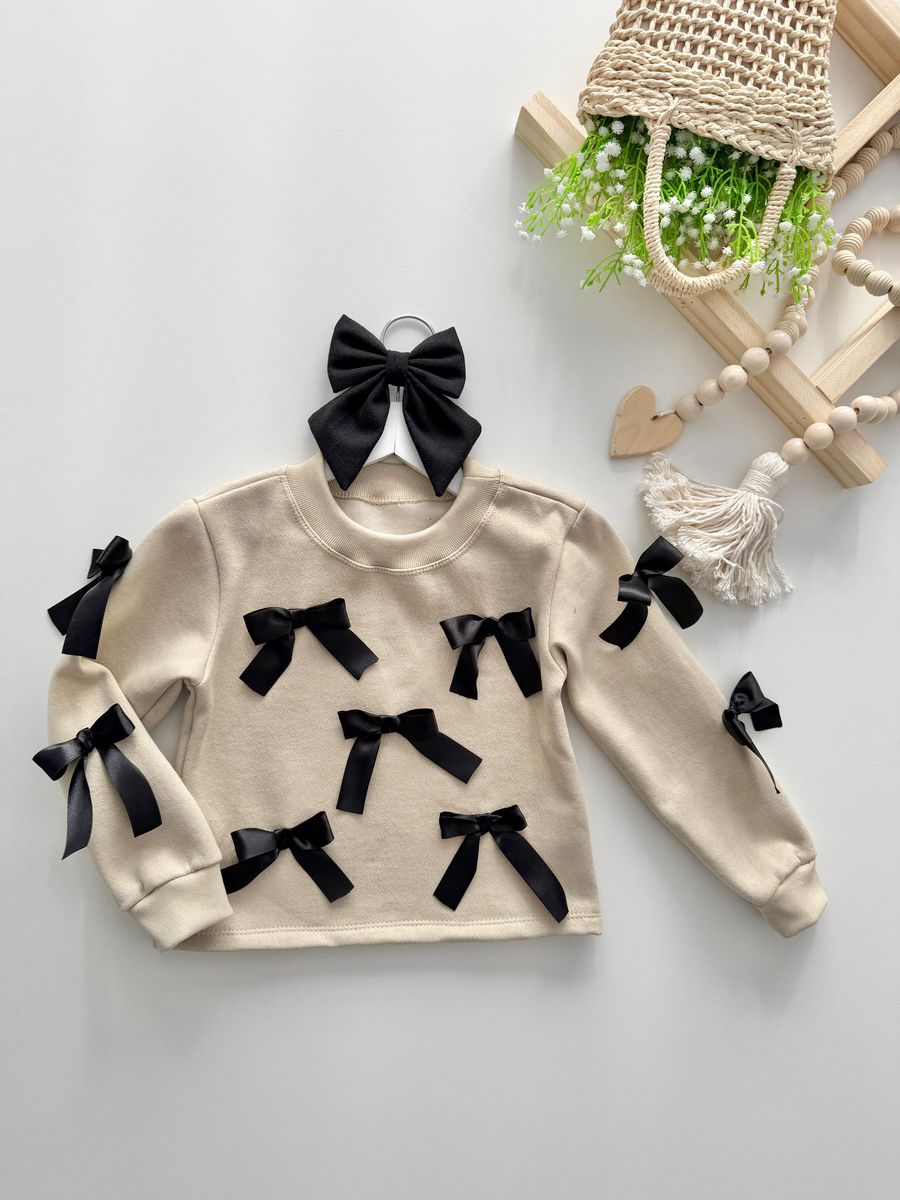 Blusa Moletom Laço Nude - Dondokinha Kids