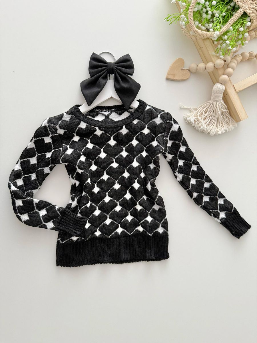 Tricô Coração Preto - Dondokinha Kids