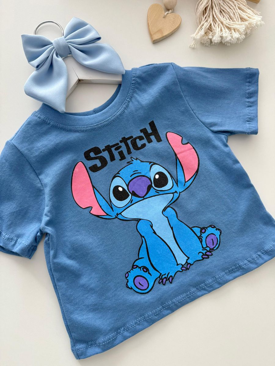 T-shirt Cropped Stitch Azul 