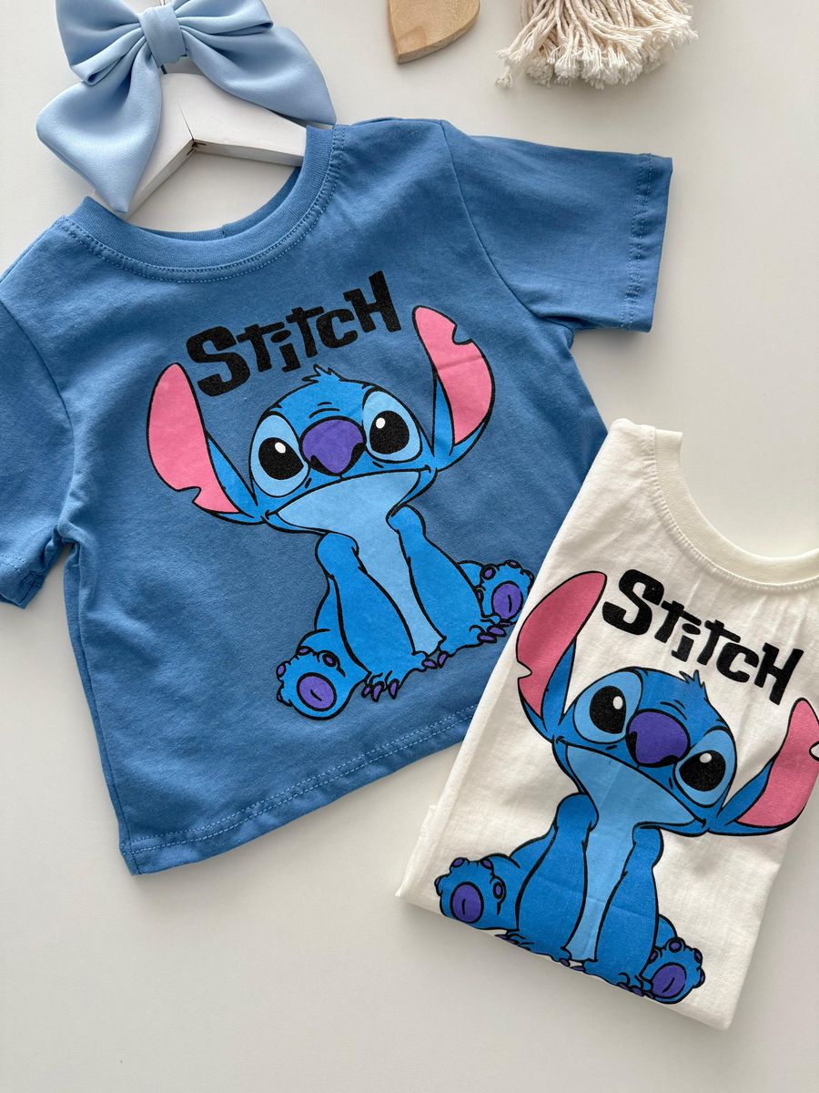 T-shirt Cropped Stitch Azul 