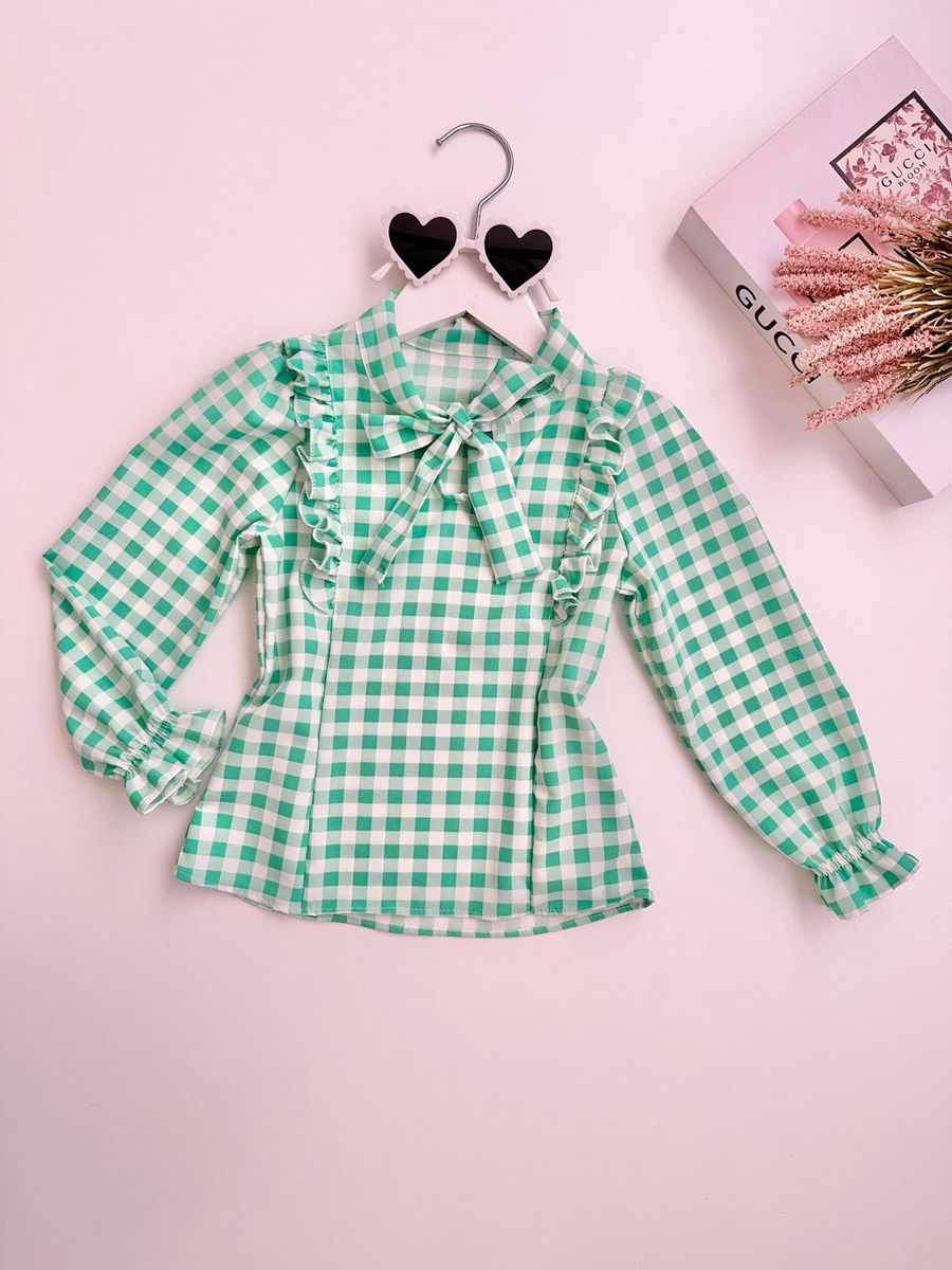 Camisa Brenda Xadrez Verde - Dondokinha Kids