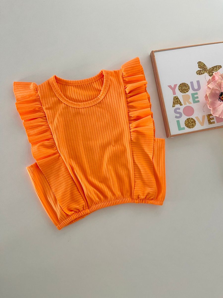 Blusa Liz Laranja Neon - Dondokinha Kids