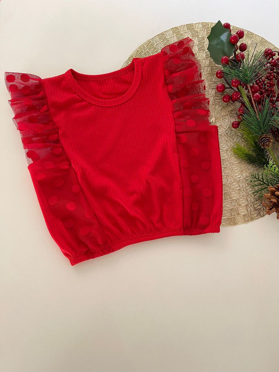 Blusa Liz Tule Vermelha - Dondokinha Kids