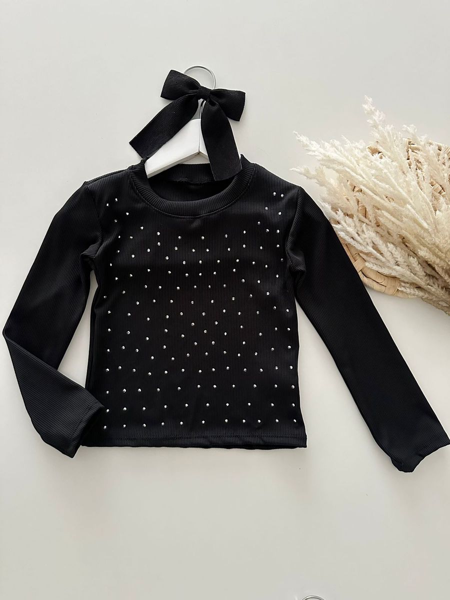 Blusa Mirella Preta - Dondokinha Kids