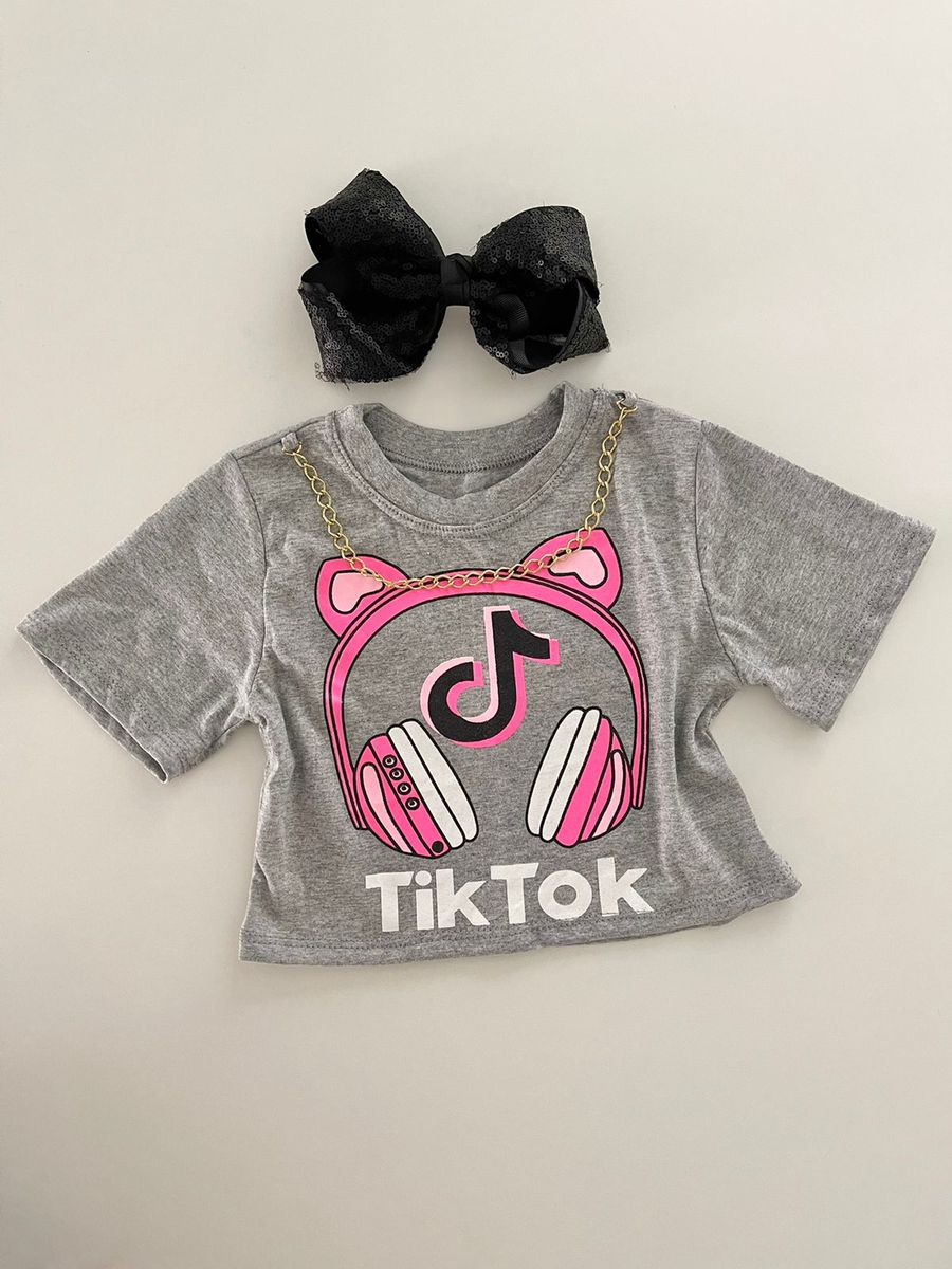 Cropped Tik Tok Cinza - Dondokinha Kids